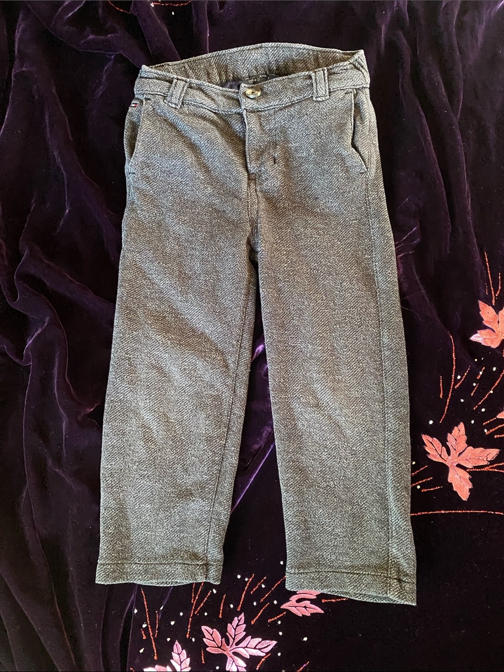 Tommy Hilfiger Gray Herringbone Kids Dress Pants